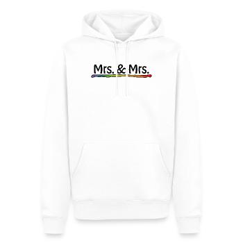Mariage lesbien - Rainbow Mrs et Mrs - Sweat à capuche Premium bio Homme - blanc - Devant - Nico (187cm)