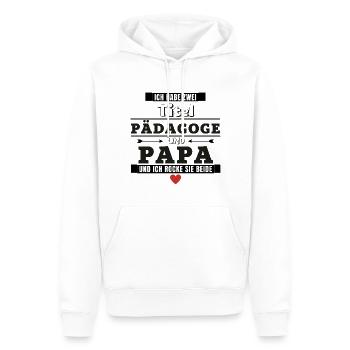 Ich habe zwei Titel Pädagoge und Papa - Männer Premium Bio Hoodie - Weiß - Vorne - Nico (187cm)