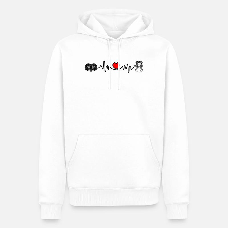 Herzfrequenz Cardio Widder Jungfrau - Männer Premium Bio Hoodie - Weiß