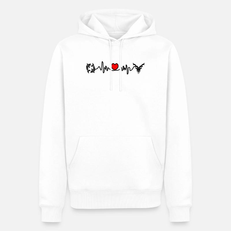 Herzfrequenz Cardio Fische Steinbock - Männer Premium Bio Hoodie - Weiß