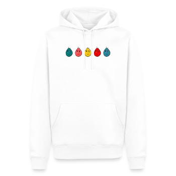 anniversaire. anniversaire décennie. humour. drôle - Sweat à capuche Premium bio Homme - blanc - Devant - Nico (187cm)