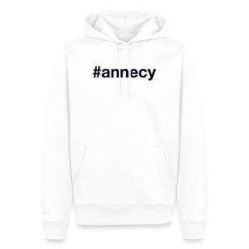 ANNECY Hashtag - Sweat à capuche Premium bio Homme - blanc - Devant - Nico (187cm)