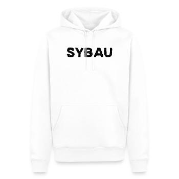 SYBAU - Jugendwort - Männer Premium Bio Hoodie - Weiß - Vorne - Nico (187cm)