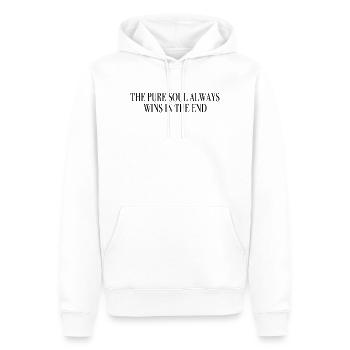 Die Seele gewinnt - Sprücheshirts Motivation - Männer Premium Bio Hoodie - Weiß - Vorne - Nico (187cm)