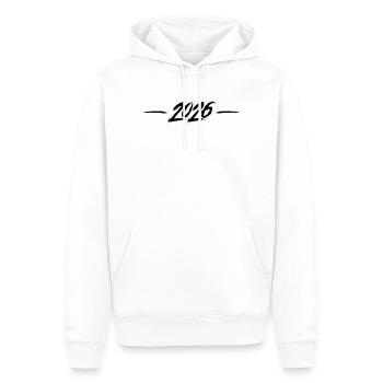 2026 Jahr - Männer Premium Bio Hoodie - Weiß - Vorne - Nico (187cm)