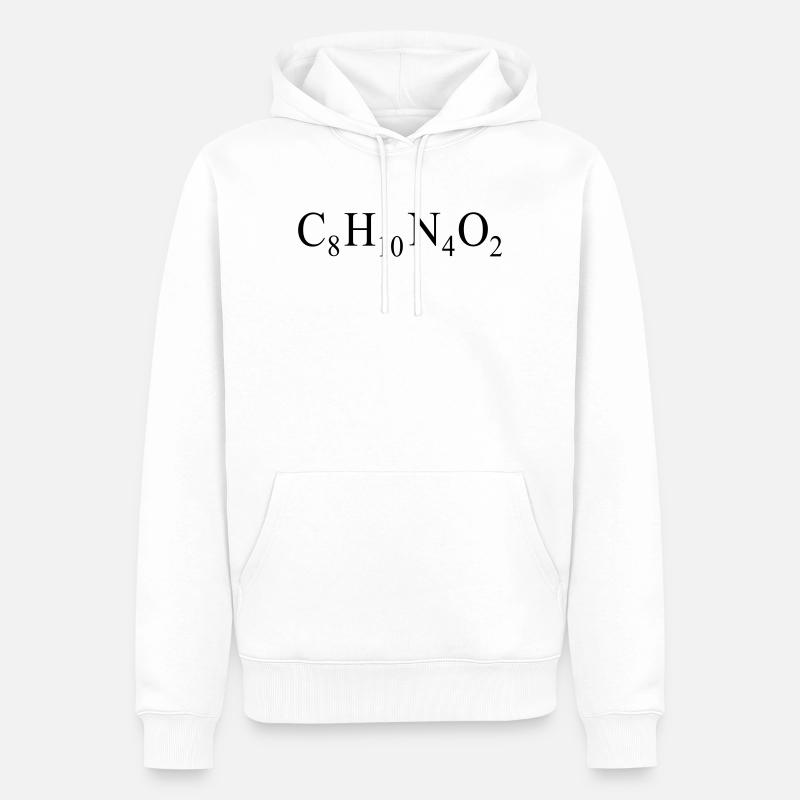 Caffeina - Formula chimica - Felpa con cappuccio ecologica premium da uomo - bianco