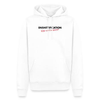Enshittification - alles wird schlimmer! - Männer Premium Bio Hoodie - Weiß - Vorne - Nico (187cm)