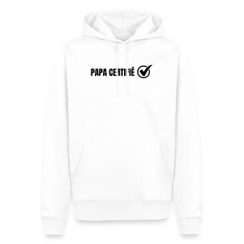 Papa certifié - fête des pères  - Sweat à capuche Premium bio Homme - blanc - Devant - Nico (187cm)