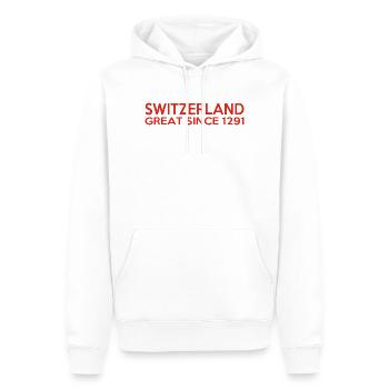 Switzerland - Great Since 1291 - Schweiz - Schwiiz - Männer Premium Bio Hoodie - Weiß - Vorne - Nico (187cm)