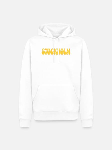 Stockholm Yellow Bubble Retro - Männer Premium Bio Hoodie - Weiß