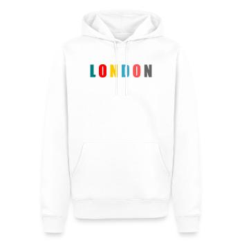 LONDON. LONDRES. BRITISH. ANGLETERRE. UK. CAPITALE - Sweat à capuche Premium bio Homme - blanc - Devant - Nico (187cm)
