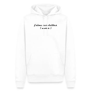 j aime les vieilles motos - Sweat à capuche Premium bio Homme - blanc - Devant - Nico (187cm)