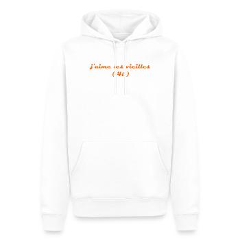 j aime les vieilles 4l orange - Sweat à capuche Premium bio Homme - blanc - Devant - Nico (187cm)