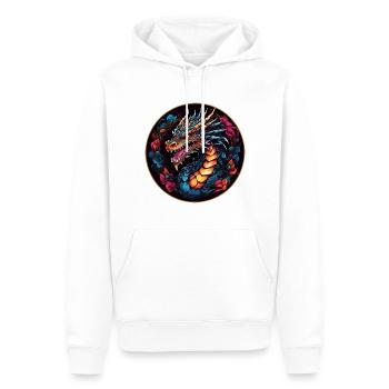 Bunter farbenfroher Drache Drachenportrait - Männer Premium Bio Hoodie - Weiß - Vorne - Nico (187cm)