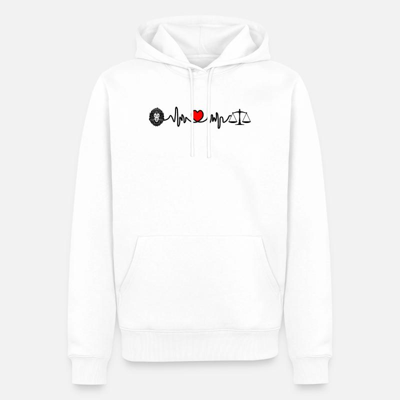 Fréquence cardiaque Cardio Lion Scale - Sweat à capuche Premium bio Homme - blanc