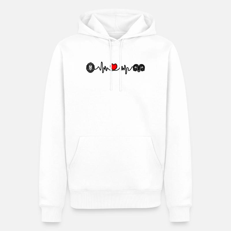 Herzfrequenz Cardio Löwe Widder - Männer Premium Bio Hoodie - Weiß