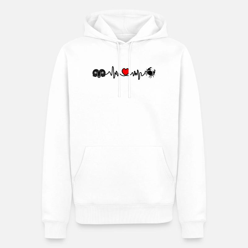 Herzfrequenz Kardio Widder Krebs - Männer Premium Bio Hoodie - Weiß