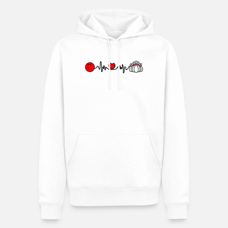 Bowling-Cardio-Herzfrequenz - Männer Premium Bio Hoodie - Weiß