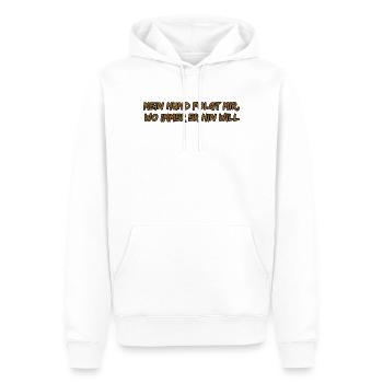 Hund folgt mir überall hin– Oranger Pinseltext - Männer Premium Bio Hoodie - Weiß - Vorne - Nico (187cm)