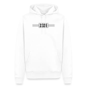2026 Jahr Linie - Männer Premium Bio Hoodie - Weiß - Vorne - Nico (187cm)