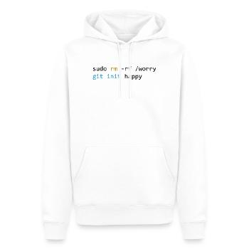 Mach dir keine Sorgen, sei glücklich, leicht - Männer Premium Bio Hoodie - Weiß - Vorne - Nico (187cm)