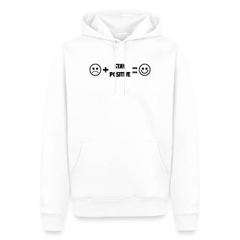 Restez positif, souriez - Sweat à capuche Premium bio Homme - blanc - Devant - Nico (187cm)
