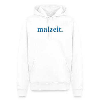 malzeit - Cooler Spruch - Mahlzeit - Guten Appetit - Männer Premium Bio Hoodie - Weiß - Vorne - Nico (187cm)