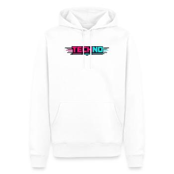 Techno Neon Puls - Männer Premium Bio Hoodie - Weiß - Vorne - Nico (187cm)