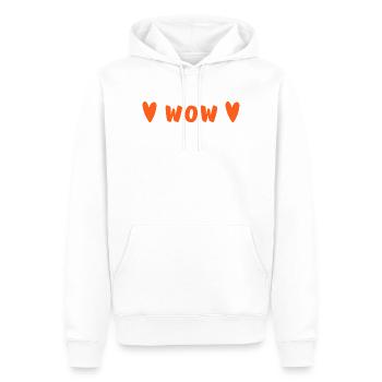 WOW Hearts | Orange Statement Design - Sweat à capuche Premium bio Homme - blanc - Devant - Nico (187cm)