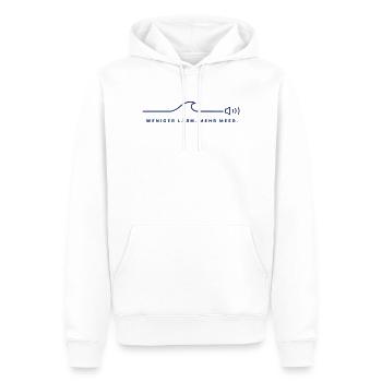 Weniger Lärm. Mehr Meer. - Männer Premium Bio Hoodie - Weiß - Vorne - Nico (187cm)