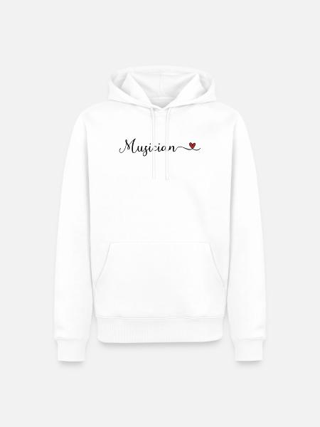 Musikerherz-Typografie - Männer Premium Bio Hoodie - Weiß
