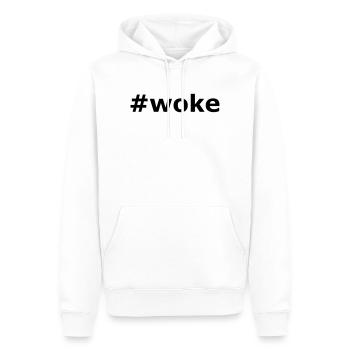 Hashtag Woke Slogan - Men’s Premium Organic Hoodie - white - Front - Nico (187cm)