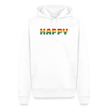 T-shirt arc-en-ciel Pride Happy | LGBT lgbtqi queer - Sweat à capuche Premium bio Homme - blanc - Devant - Nico (187cm)