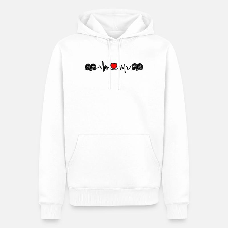 Herzfrequenz Cardio Ram Ram Ram - Männer Premium Bio Hoodie - Weiß