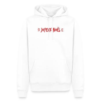PÈRE NOËL. NOËL. JOYEUX NOËL. MERRY CHRISTMAS - Sweat à capuche Premium bio Homme - blanc - Devant - Nico (187cm)