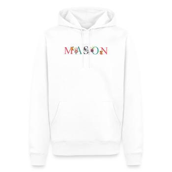 MASON Namenskunst mit Blumen bestickt - Männer Premium Bio Hoodie - Weiß - Vorne - Nico (187cm)