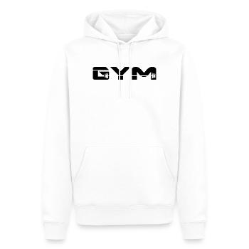 gym musculation - Sweat à capuche Premium bio Homme - blanc - Devant - Nico (187cm)