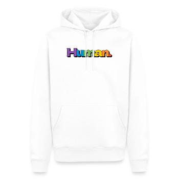Typographie colorée de la fierté arc-en-ciel humaine - Sweat à capuche Premium bio Homme - blanc - Devant - Nico (187cm)