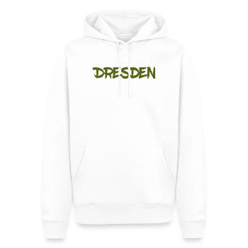 Dresden - Sachsen - Frauenkirche - Zwinger - Elbe - Männer Premium Bio Hoodie - Weiß - Vorne - Nico (187cm)
