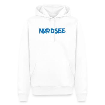 Nordsee - Watt - Gezeiten - Deutsches Meer - Männer Premium Bio Hoodie - Weiß - Vorne - Nico (187cm)