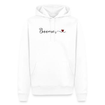 Cadeau de typographie Boomer Heart - Sweat à capuche Premium bio Homme - blanc - Devant - Nico (187cm)