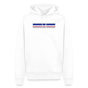 T shirt traits couleurs bleu rouge gris cadeau - Sweat à capuche Premium bio Homme - blanc - Devant - Nico (187cm)