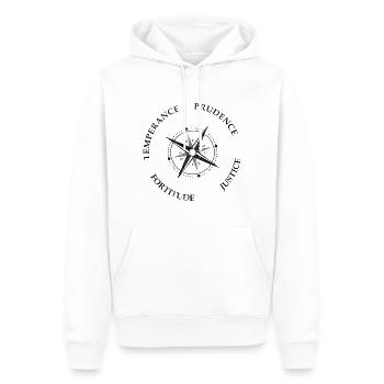 Vintage Kardinaltugenden Kompass Cardinal Virtues - Männer Premium Bio Hoodie - Weiß - Vorne - Nico (187cm)