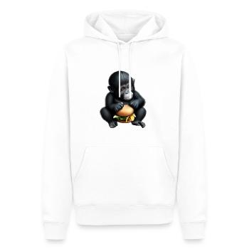 Gorilla liebt Cheeseburger - Männer Premium Bio Hoodie - Weiß - Vorne - Nico (187cm)