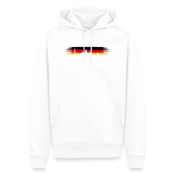 Hanovre Allemagne Drapeau Basse-Saxe Skyline - Sweat à capuche Premium bio Homme - blanc - Devant - Nico (187cm)