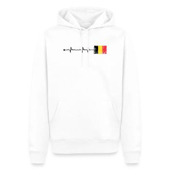 Belgien Flagge Herzschlag - Männer Premium Bio Hoodie - Weiß - Vorne - Nico (187cm)