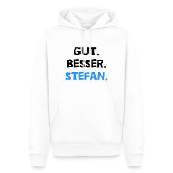 Gut - besser - Stefan! - Männer Premium Bio Hoodie - Weiß - Vorne - Nico (187cm)