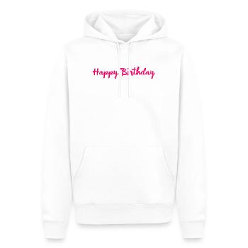 TILLYKKE MED FØDSELSDAGEN. ÅRSDAG. - Herre Premium økologisk hoodie - hvid - Foran - Nico (187cm)