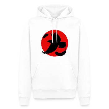 Corbeau sur fond rouge - Sweat à capuche Premium bio Homme - blanc - Devant - Nico (187cm)