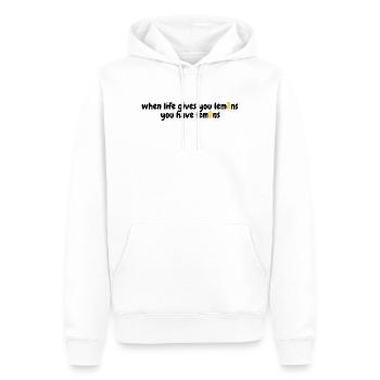 Quand la vie vous donne des citrons - Sweat à capuche Premium bio Homme - blanc - Devant - Nico (187cm)